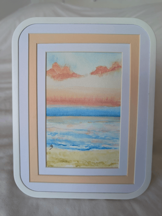 Moriani plage • Aquarelle originale encadrée