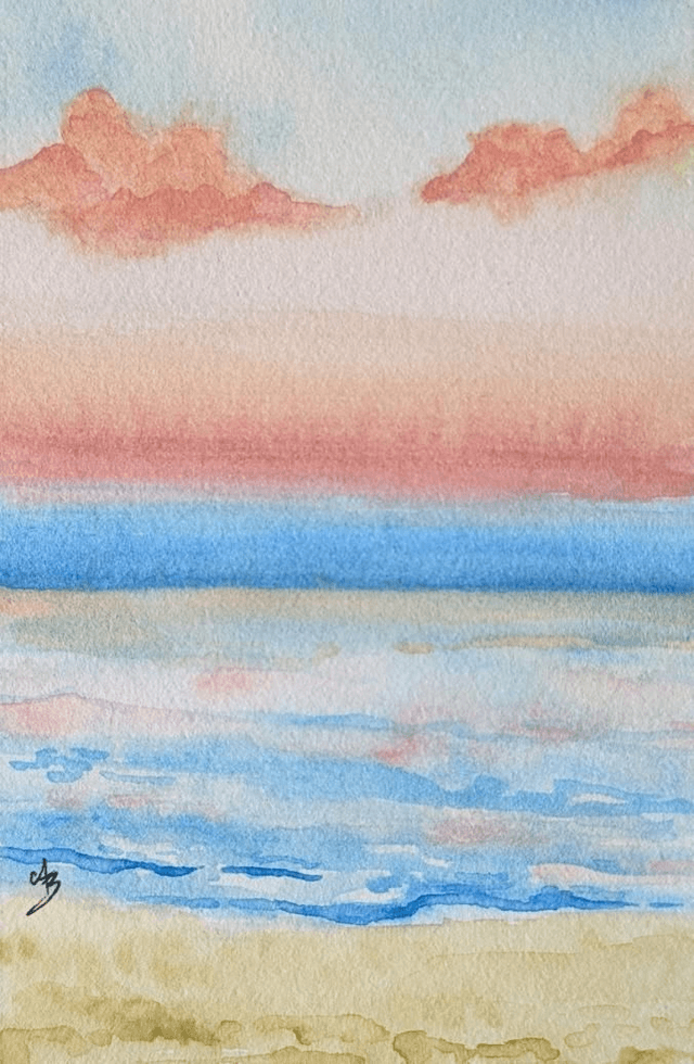 Moriani plage • Aquarelle originale encadrée